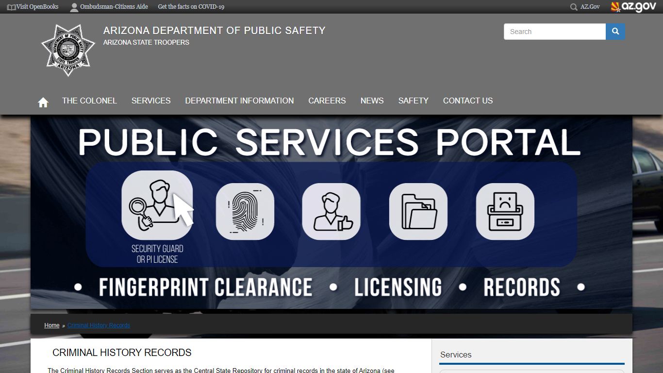 Criminal History Records | Arizona Department of Public Safety